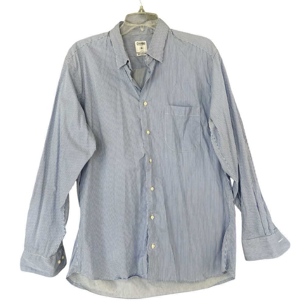 GITMAN BROS Allen Edmonds Striped Button Up Shirt Men's Large 16.5 FLAWS